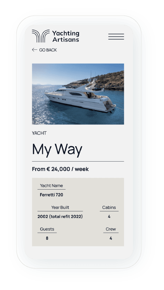 website for yachting agency